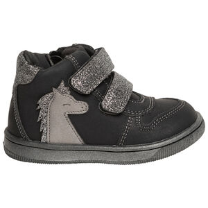 Bottillons noirs pour bébé garçon à scratchs pailletés 