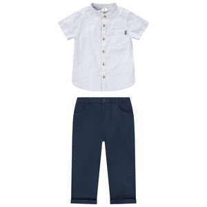 Set 2-delig met gestreepte hemd voor baby jongen 