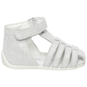 Nu-pieds velcro effet argent - Blanc  