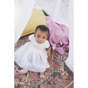 Ceremoniejurk 2-in-1 effect bi-materiaal voor baby meisjes 