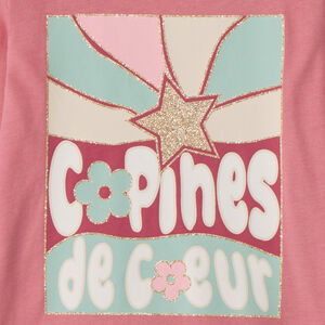 T-shirt met lange mouwen, fantasie softprint met glitterdetails, voor meisjes 