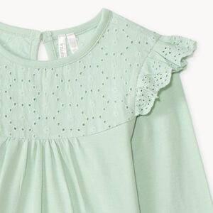 Langarmig T-shirt voor babymeisjes met Engelse borduursel 
