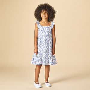 Robe à bretelles volantées et imprimé fleuri pour fille 