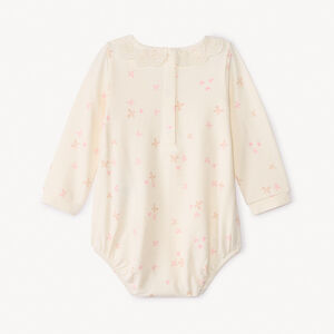 Body met lange mouwen en geborduurde Claudinekraag voor babymeisje 