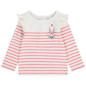 T-shirt manches longues en jersey esprit marinière avec print et broderie Bugs Bunny pour bébé fille 