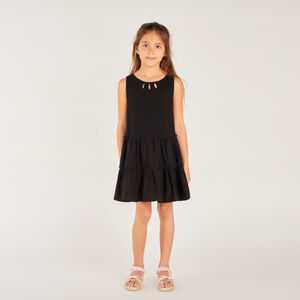 Robe 2-en-1 en bi-matière unie à volants pour fille 