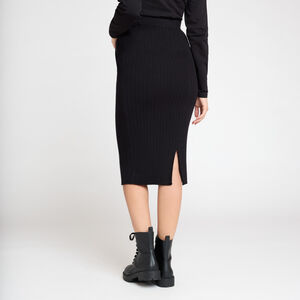 Strakke lange rok met split aan de achterkant zwart 