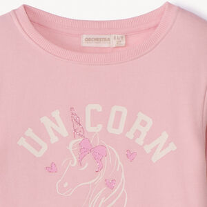 Sweat molleton uni à print pailleté fille 