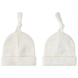 Lot de 2 bonnets côtelés effet noué pour bébé 