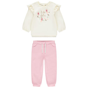 Ensemble sweat fantaisie à volants + jogging pour bébé fille  