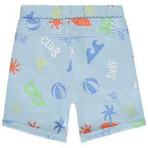 Bermuda in fleece met allover strandprint voor babyjongens 