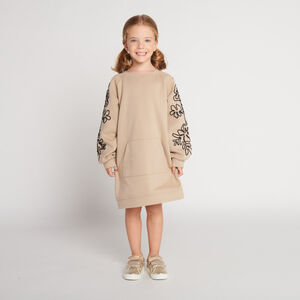 Robe sweat molletonnée avec cording sur les manches pour fille 