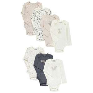 Set van 7 bodies met lange mouwen voor meisjes met verschillende openingen volgens de leeftijd 