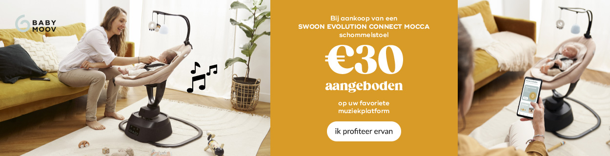 Bij aankoop van een SWOON Evolution Connect Mocca schommelstoel​ | 30 euro aangeboden op uw favoriete muziekplatform - Zie info