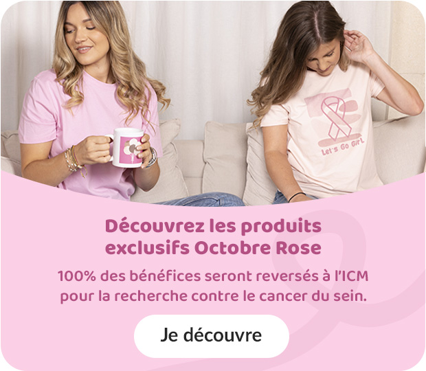 Découvrez les produits exclusifs Octobre Rose, 100% des bénéfices seront reversés à l’ICM pour la recherche contre le cancer du sein.