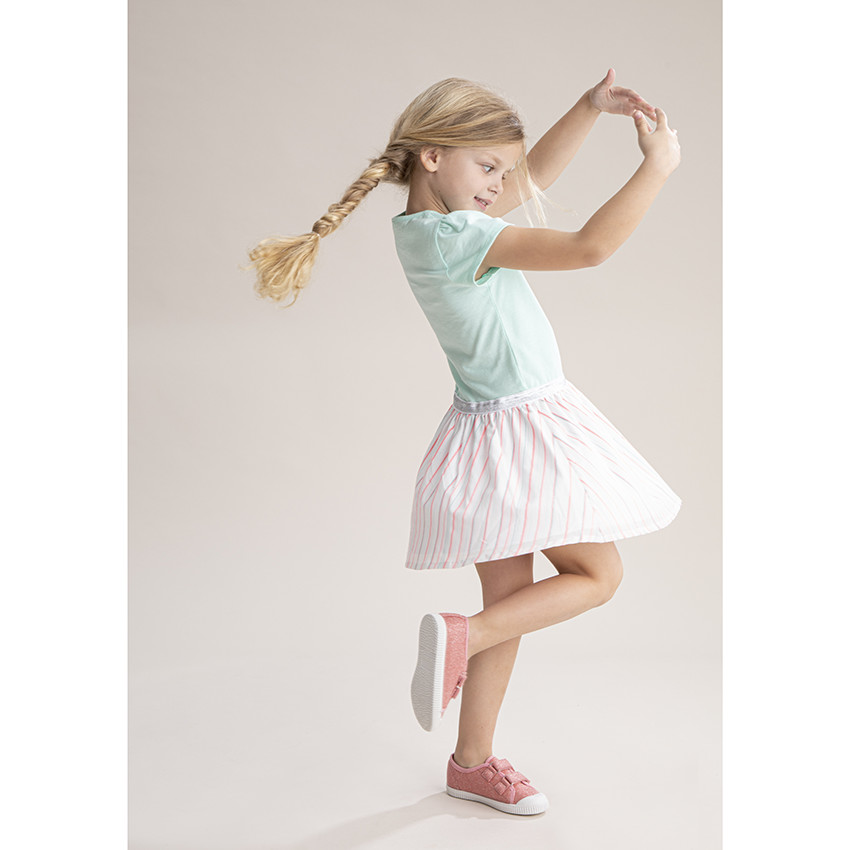 Baskets basses corail en toile mélangées de fils brillants du 24 au 29 