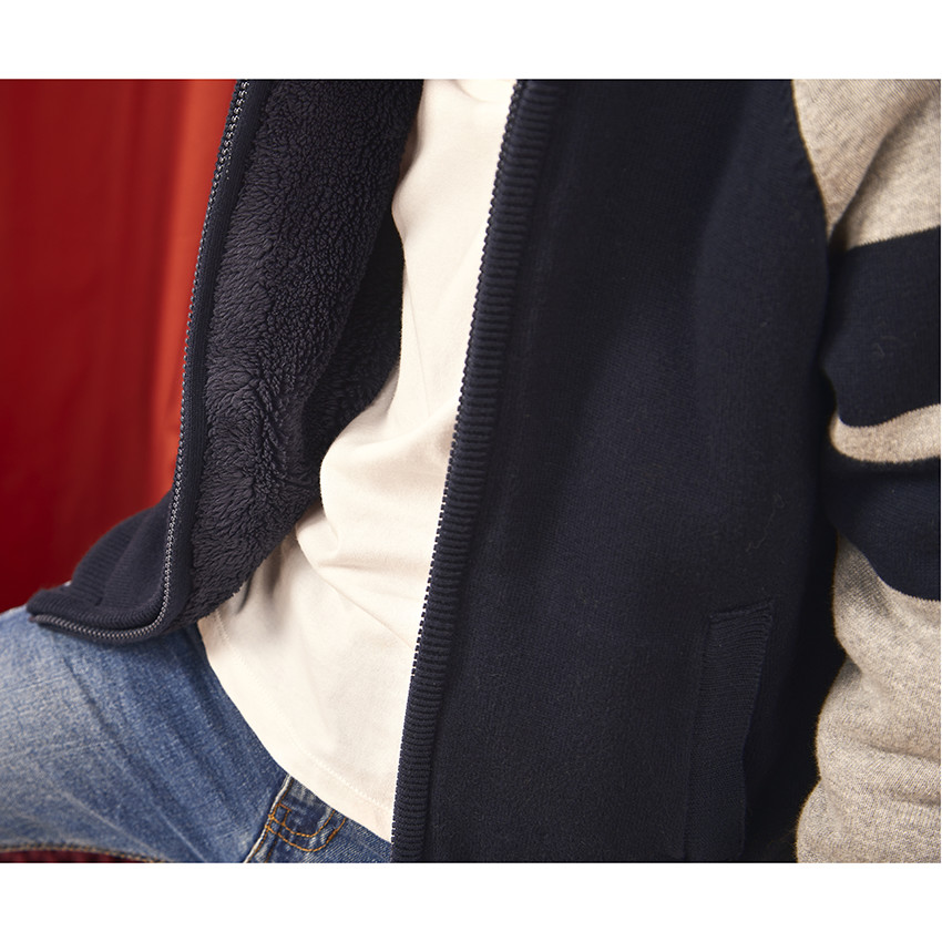 Gilet tricot à capuche doublé sherpa pour garçon 