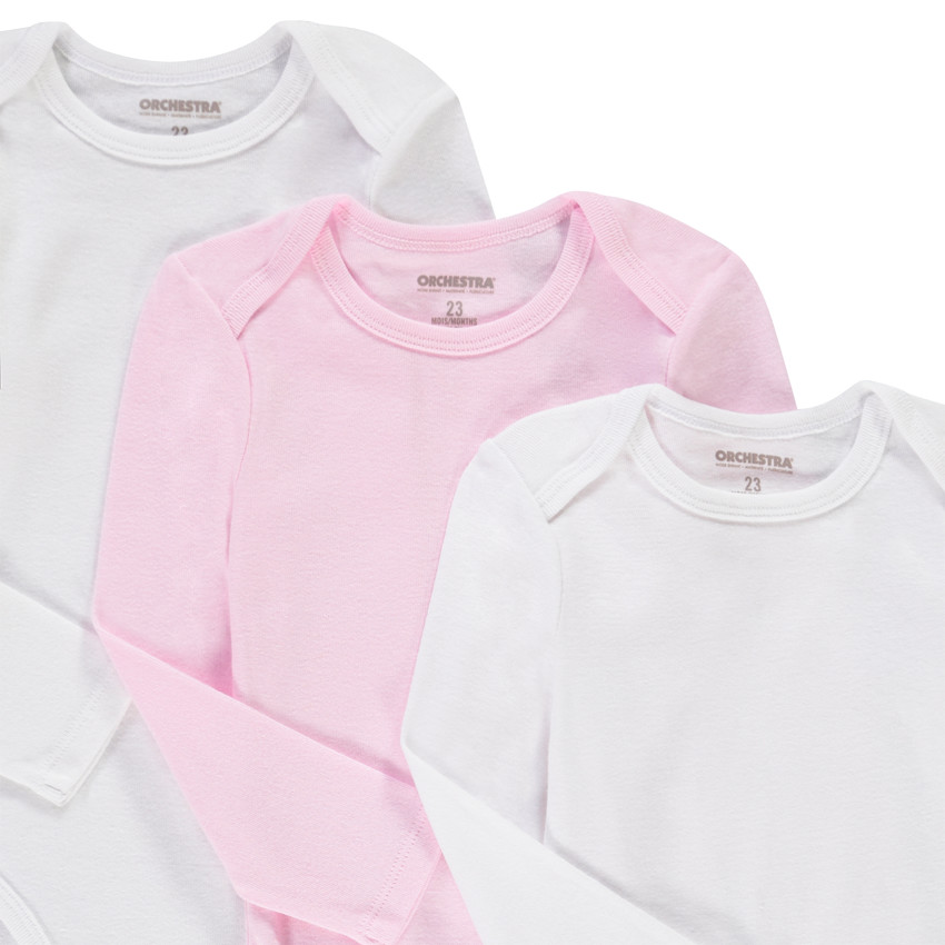 Lot de 5 bodies unis à manches longues pour bébé fille 