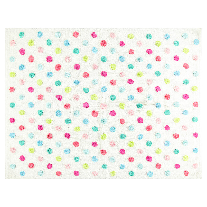 Tapis en coton à pois multicolores 