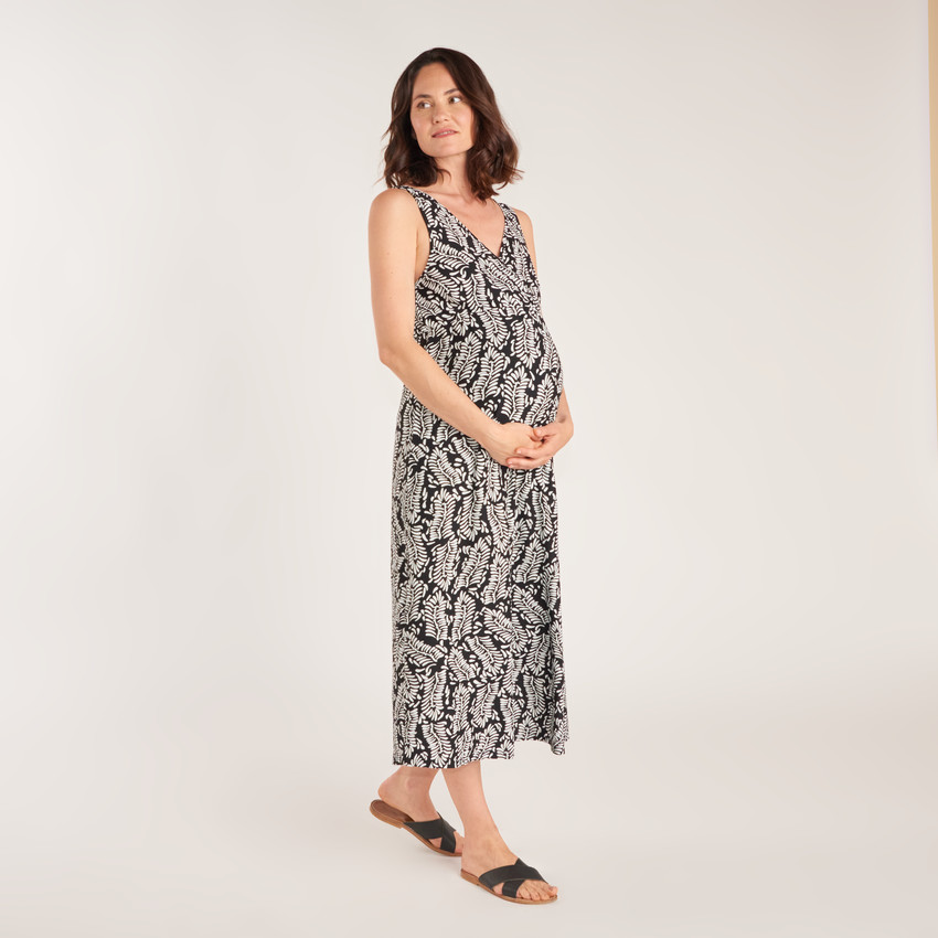 Robe longue à bretelles imprimé fantaisie pour femme enceinte 