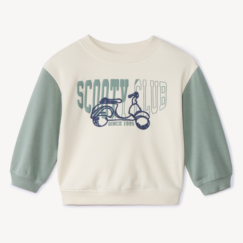 Oversized tweekleurig fleece sweatshirt met scooterprint voor jongens 