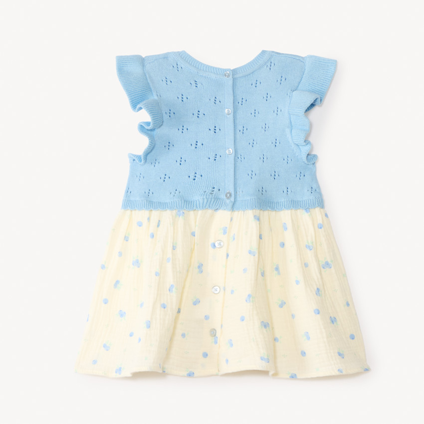 Jurk van tricot 2-in-1 met blauwe bessenprint voor babymeisjes 