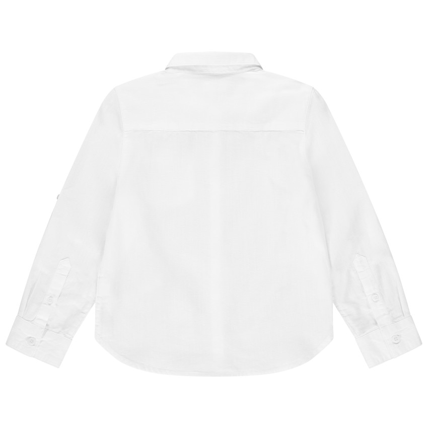 Wit katoenen kinderhemd voor jongens met afneembare das 