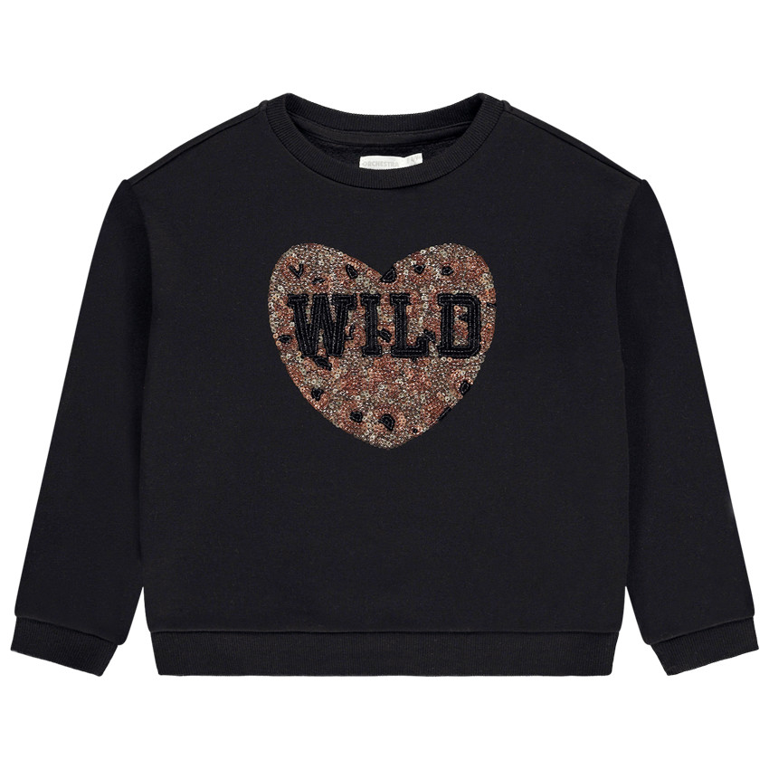 Sweat molleton avec cœur en sequins pour fille 
