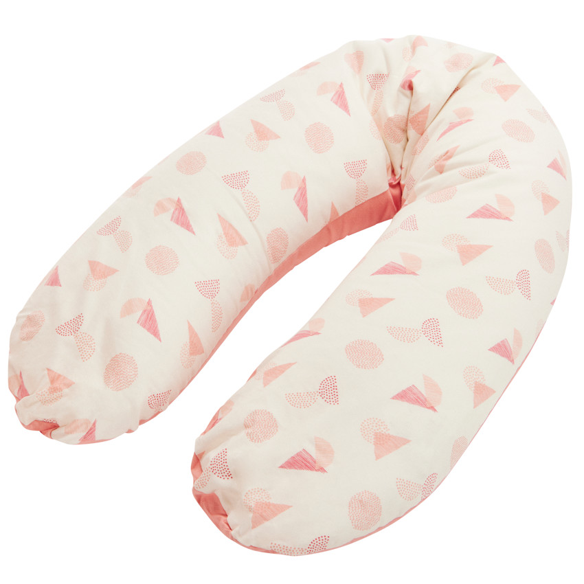 Coussin d'allaitement Géometric avec housse rose 160 cm 