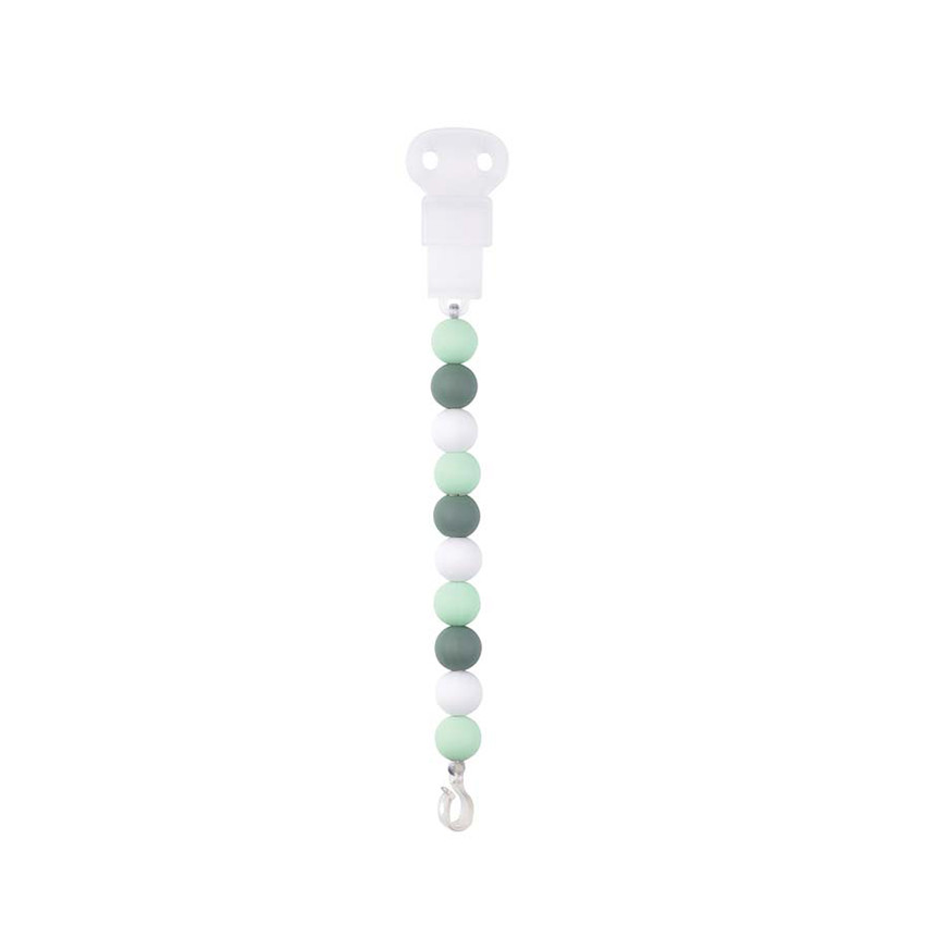 Attache sucette en silicone - Menthe/Blanc  