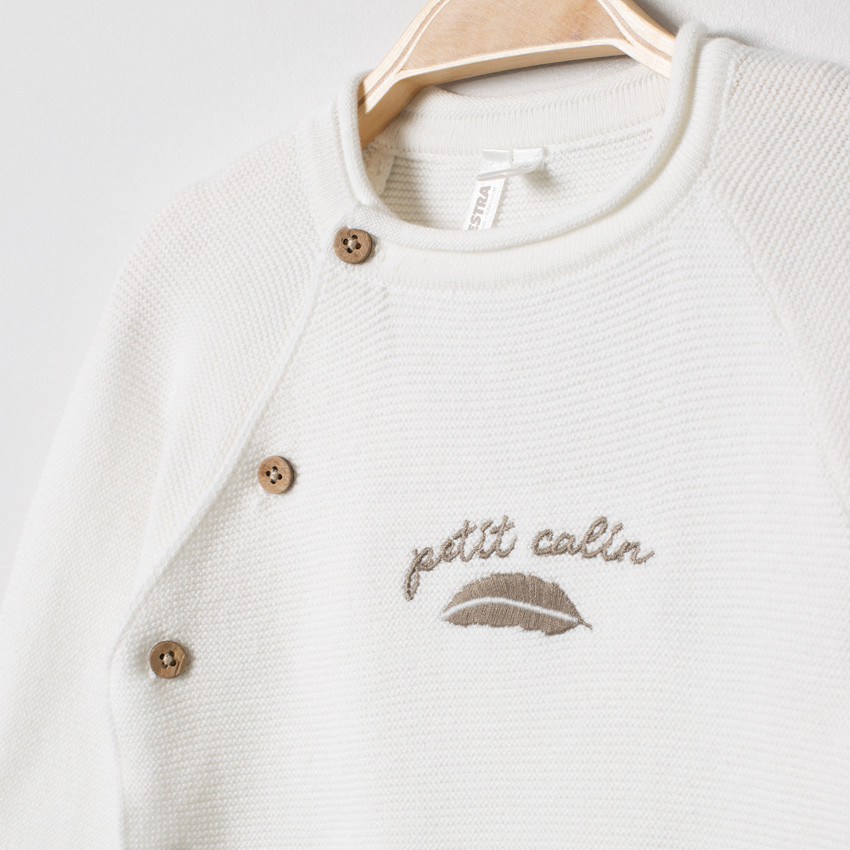 Gilet en coton boutonné à plume brodée pour bébé 