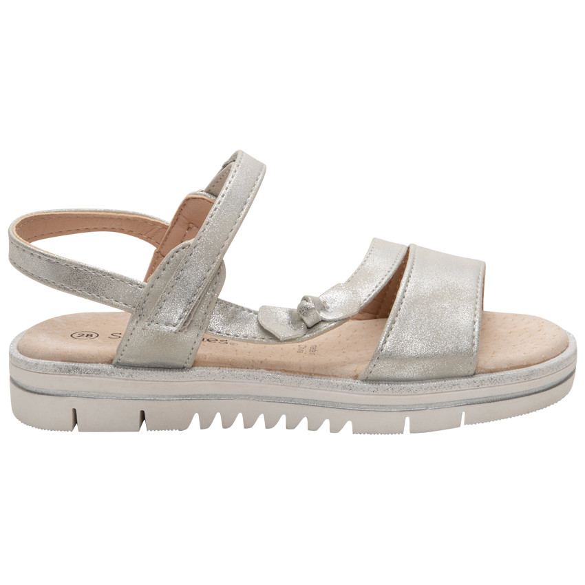 Nu-pieds à brides argentées et noeud  