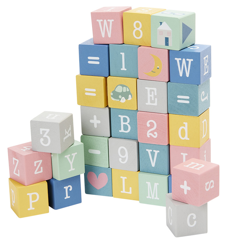 Set de 30 cubes alphabet en bois Little Poesy 