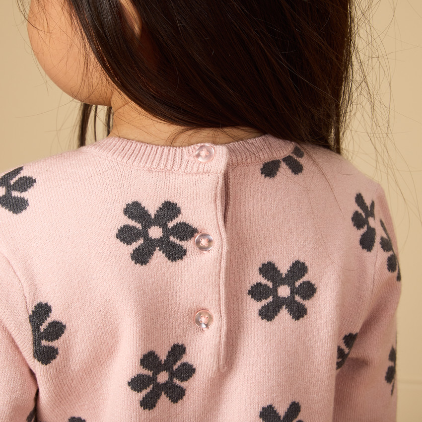 Robe pull en tricot motifs fantaisie pour bébé fille 