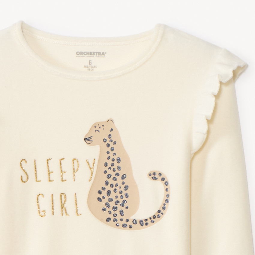 Set pyjama 2-delig in fluweel met luipaardprint voor meisjes 