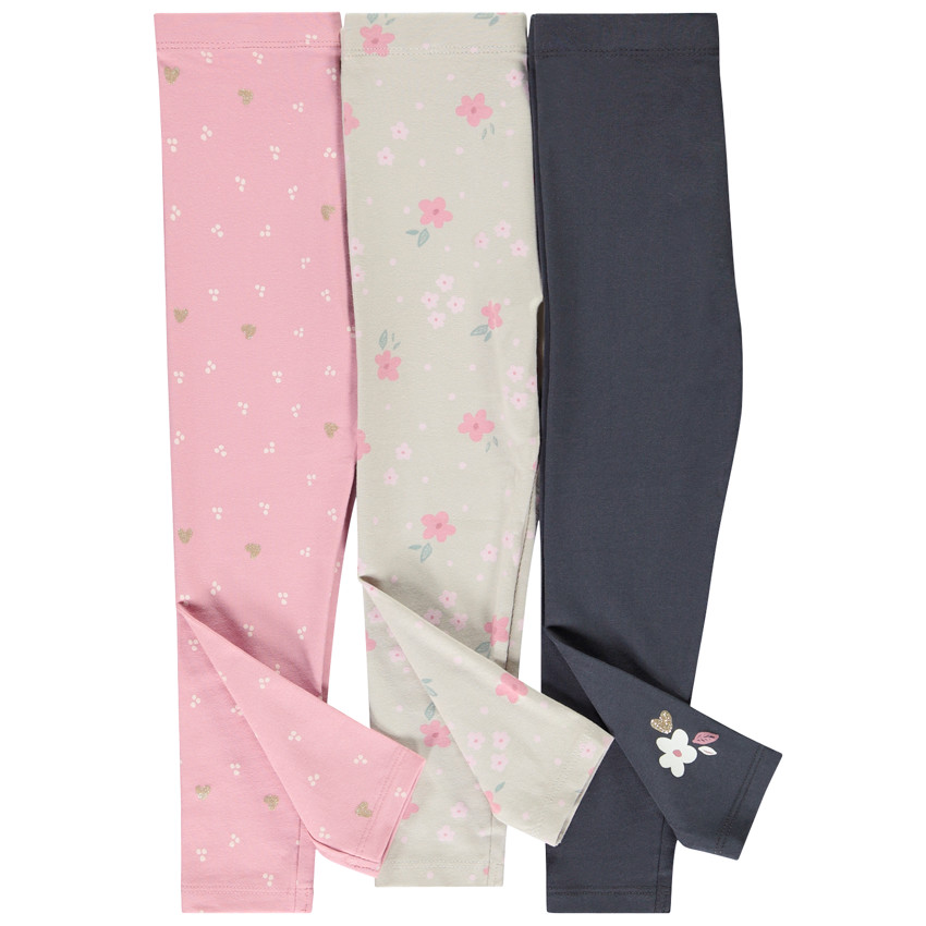 Lot de 3 leggings fantaisie en jersey pour bébé fille 