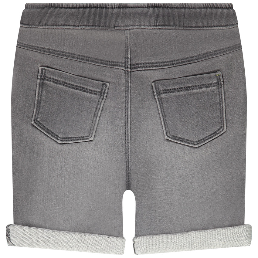 Bermuda in effen denim met contrasterend trekkoord voor babyjongen 