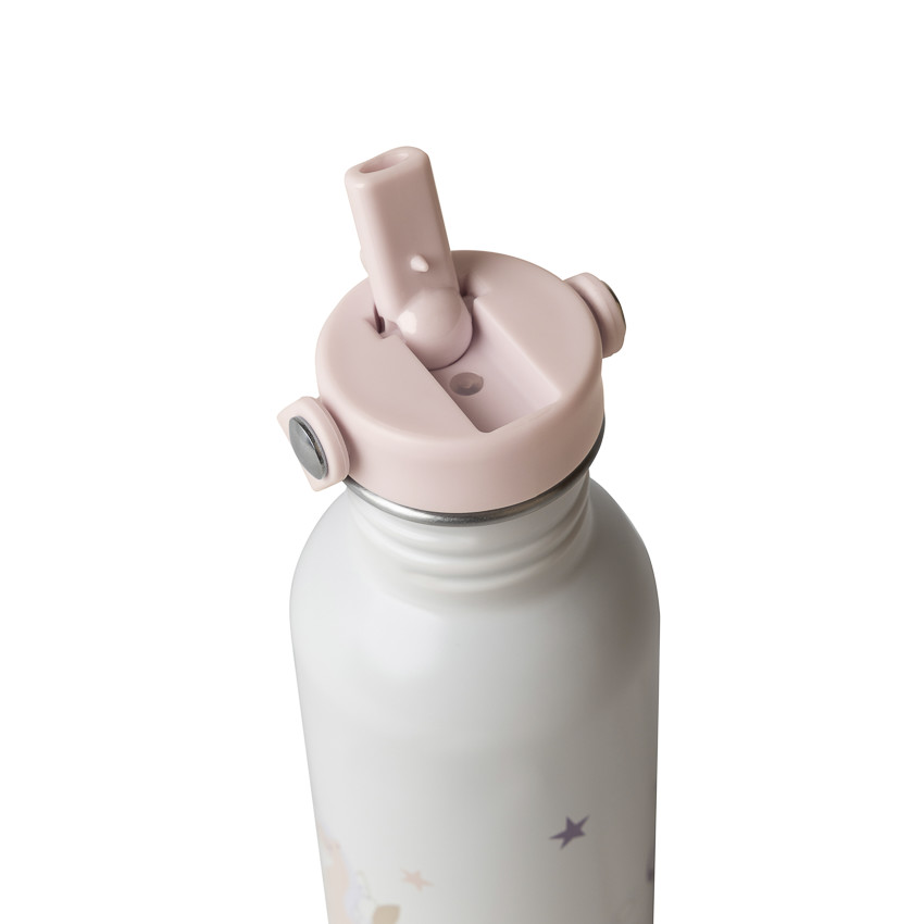 Gourde en inox avec paille 500ml Licorne écru 