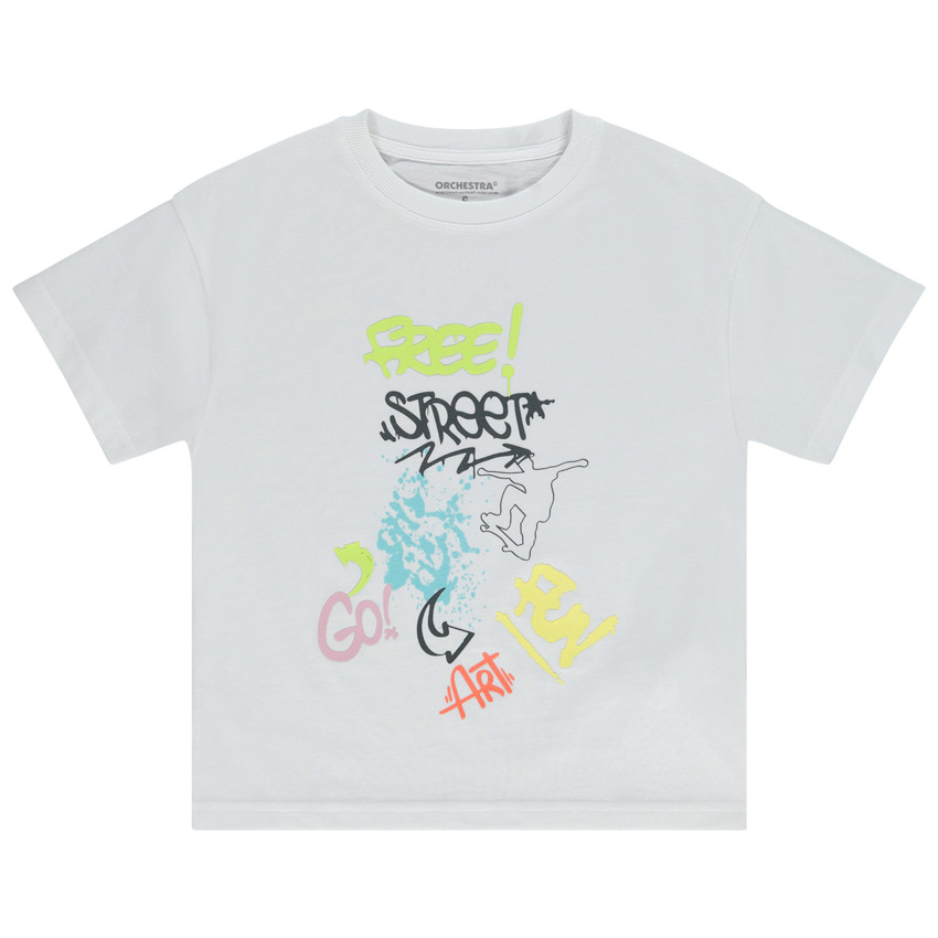 T-shirt manches courtes print skateur effet graffiti pour garçon 