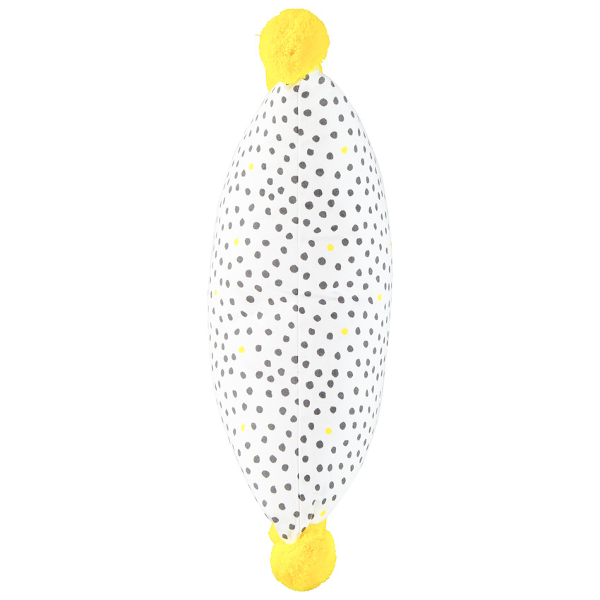 Coussin décoratif rayé à pompons fluos 