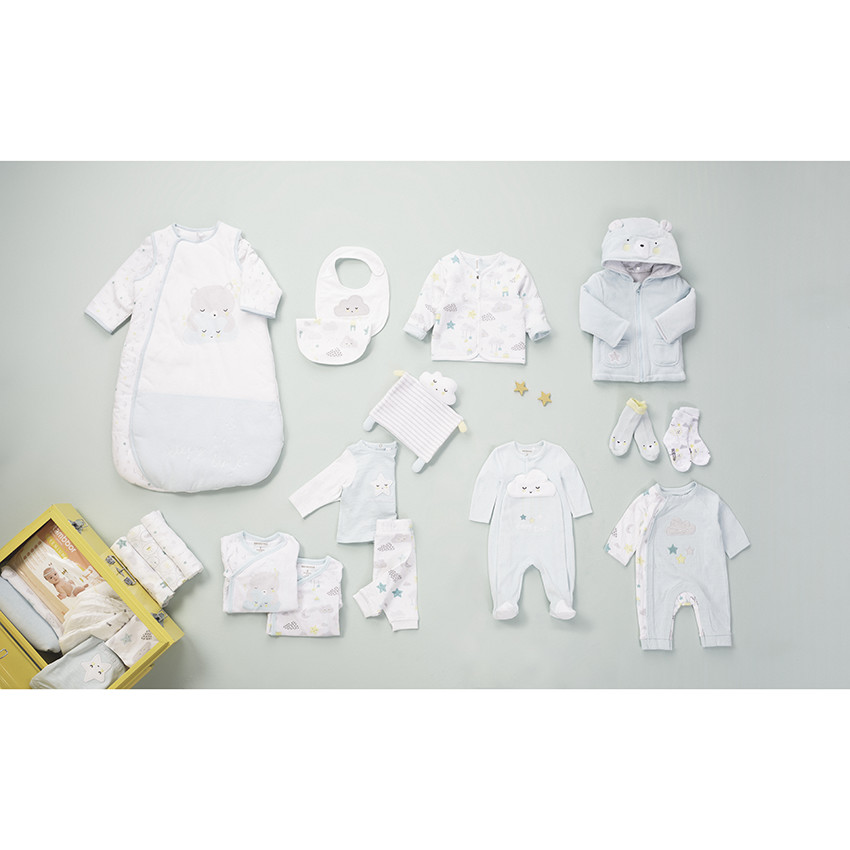 Lot de 2 bodies manches longues en coton bio à nuages imprimés 