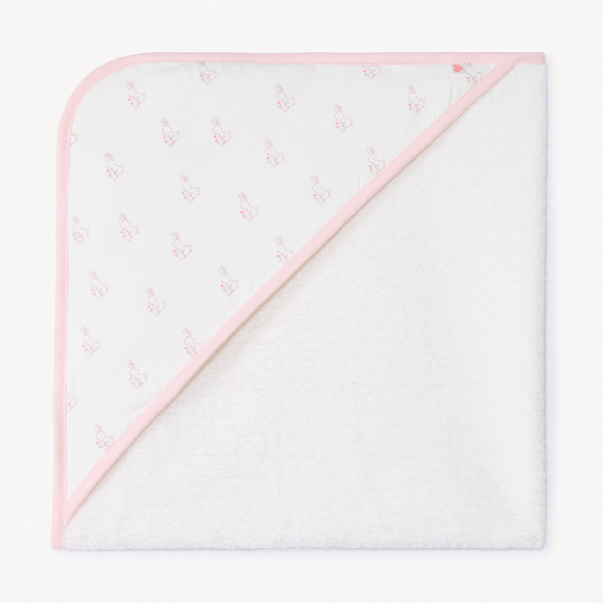Badcape bi-matière met konijnenprint voor meisjes 