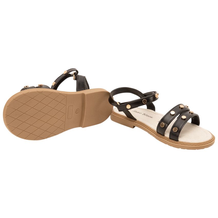Velcro sandalen met leder effect en gouden studs voor meisjes 