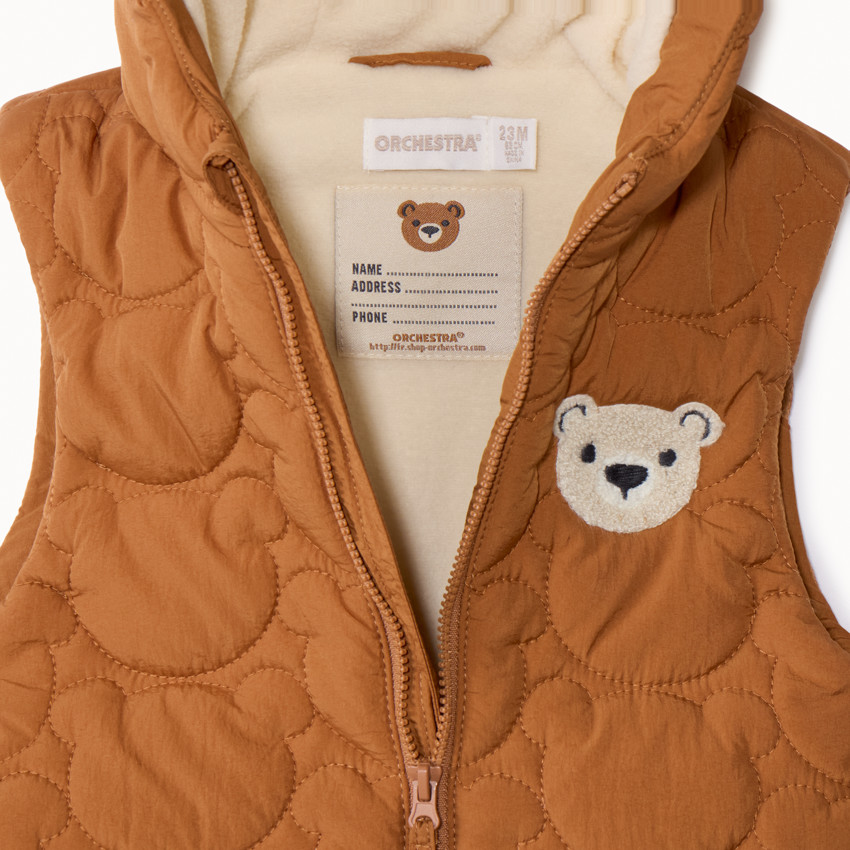 Doudoune sans manches en toile avec capuche pour bébé garçon 