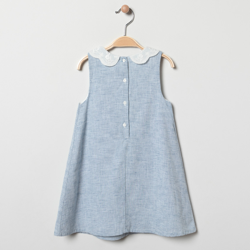 Robe sans manche col claudine pour bébé fille 