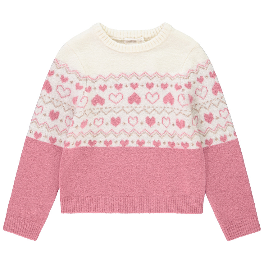 Pull en tricot doublé en velours avec motif montagne pour fille
