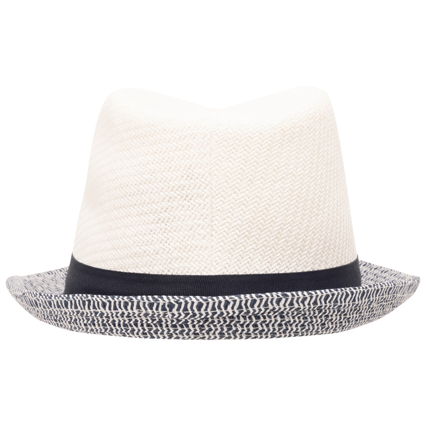 Tweekleurige gevlochten strohoed met galon voor jongen 