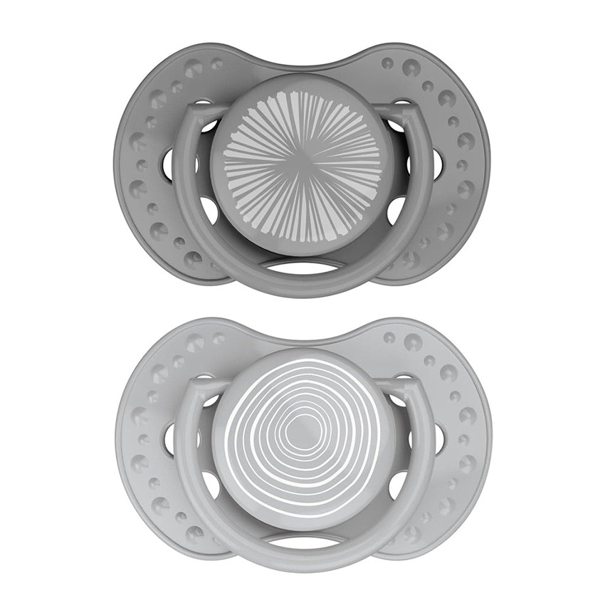 Fopspeen Dynamic Silicone 0-3m Light Grey/Dark Grey 