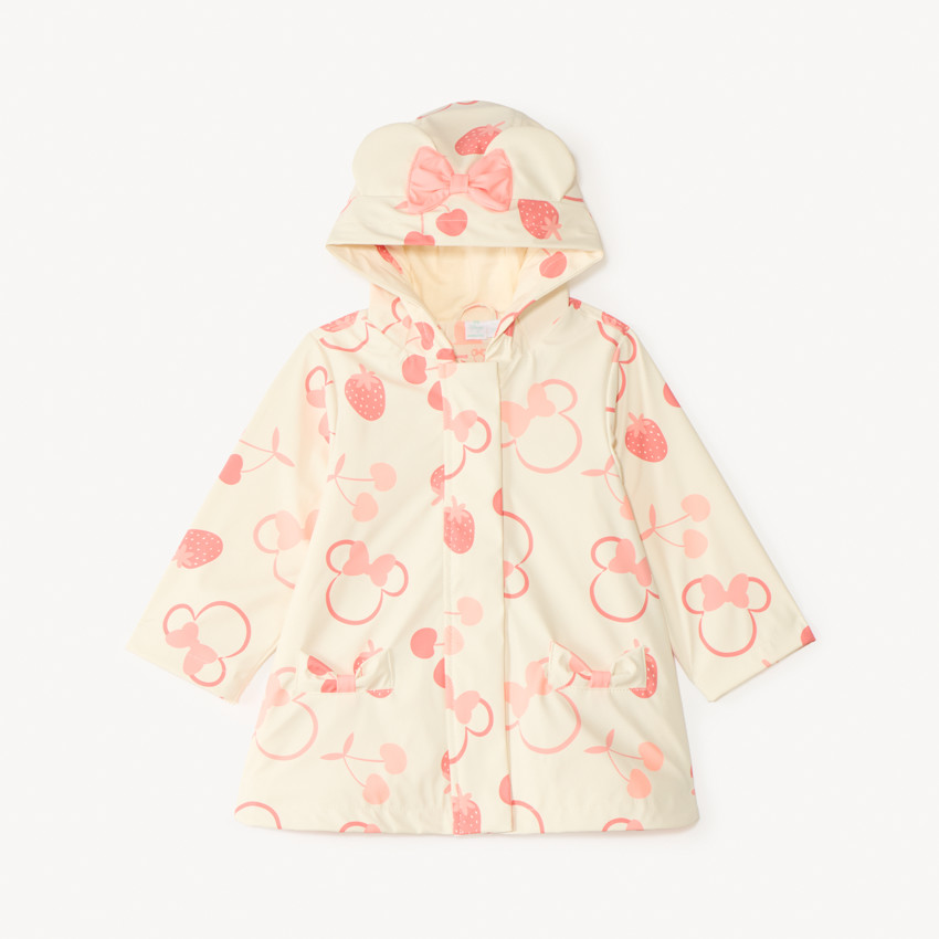 Parka met capuchon en gomme met 3D oren, bedrukt met Minnie Disney voor babymeisjes 