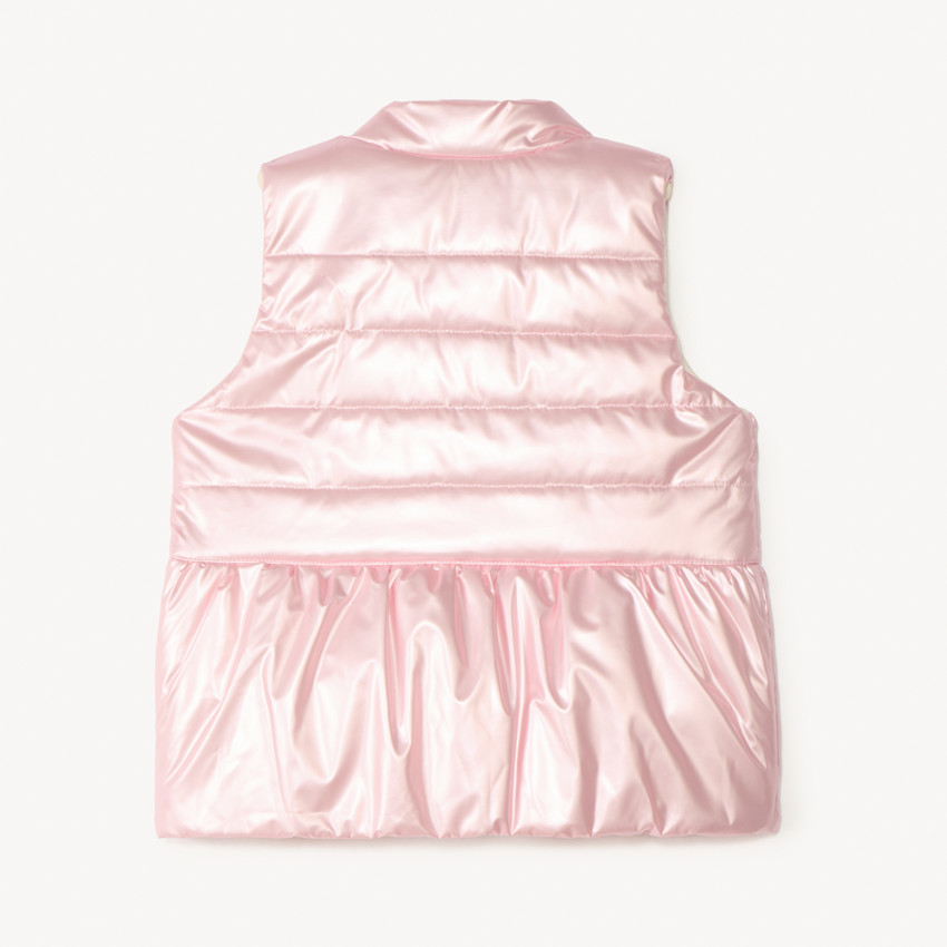 Mouwloze metallic look donsjas voor meisjes van baby. 